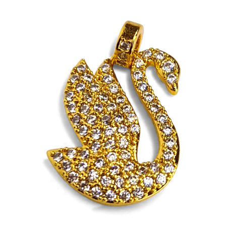 Accesorii - Pandantiv Ranya placat cu aur cu siluetă de lebădă acoperită cu zirconii