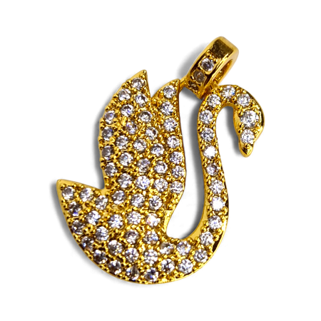 Pandantiv Ranya placat cu aur cu siluetă de lebădă acoperită cu zirconii [2]