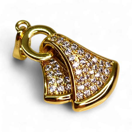 Accesorii - Pandantiv Roberta placat cu aur cu zirconii și design sculptural