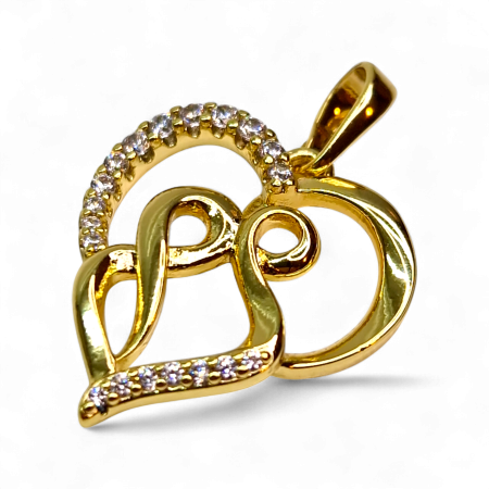 Pandantiv Serena placat cu aur cu două inimi împletite și zirconii clare [5]