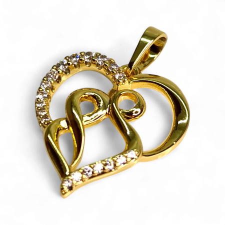 Pandantiv Serena placat cu aur cu două inimi împletite și zirconii clare [2]