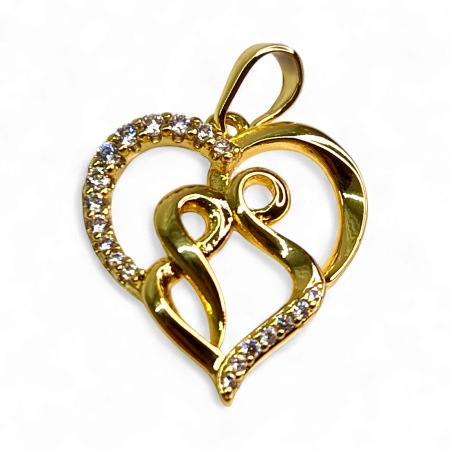 Pandantiv Serena placat cu aur cu două inimi împletite și zirconii clare [4]