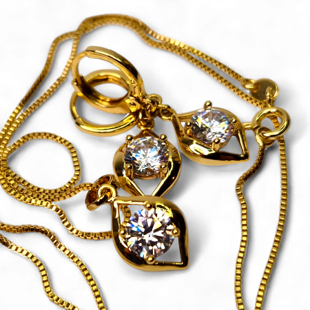 Set placat cu aur Ana Maria cu piatră mare de zirconiu [6]