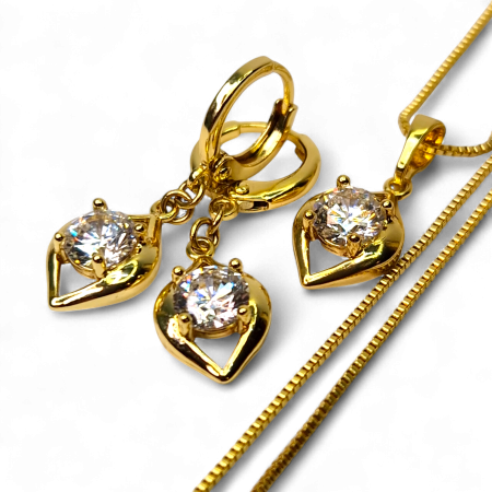 Accesorii - Set placat cu aur Ana Maria cu piatră mare de zirconiu