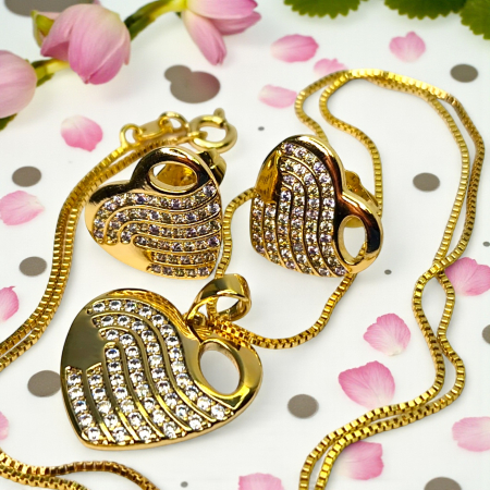 Set placat cu aur Daria cu inimioare și zirconii albe [1]