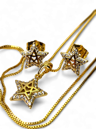 Set placat cu aur Delia cu stele și inimă decorat cu zirconii albe [6]