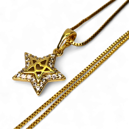 Set placat cu aur Delia cu stele și inimă decorat cu zirconii albe [5]