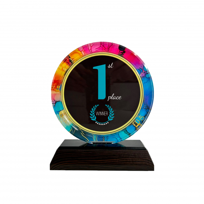trofeu premium din sticla acryl rotund [3]
