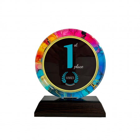 trofeu premium din sticla acryl rotund [2]