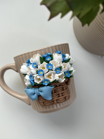 Cana cu Decor Flori - Lalele si Floare de Nu-Ma-Uita [1]