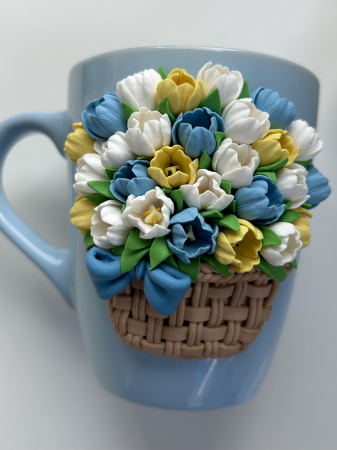 Spring - Cana cu Decor Lalele - Baby blue