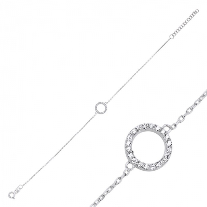 Bratara din argint 925, placata cu rodiu, Halo Solitaire 9 mm incrustat cu zirconia, circumferinta 17+3 cm [1]