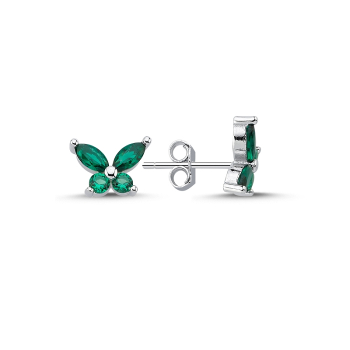 Cercei argint 925 - placati cu rodiu pentru mentinerea stralucirii - Colored Butterfly Marquise Earrings [1]