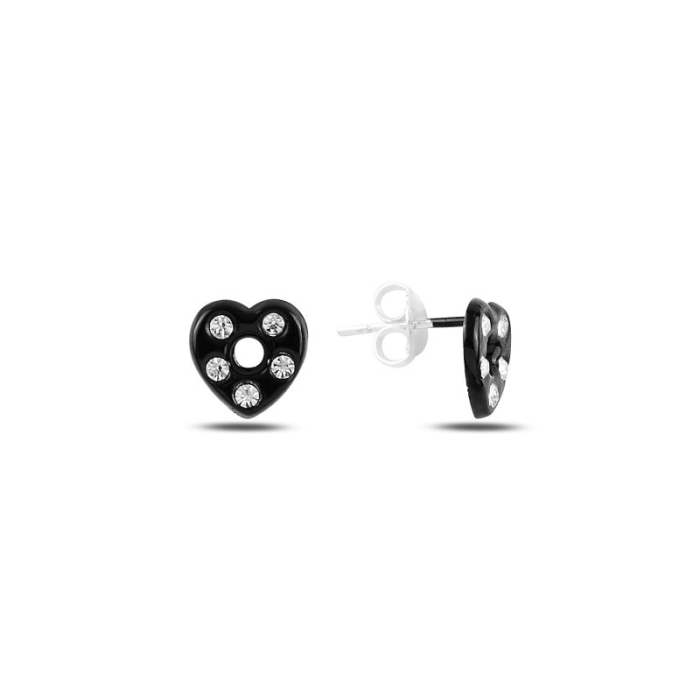 Cercei din argint 925 - placati cu rodiu pentru mentinerea stralucirii, model Black Heart [1]