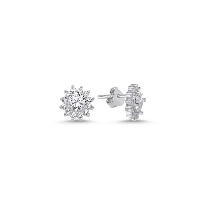 Cercei din argint 925 - placati cu rodiu pentru mentinerea stralucirii si incrustati cu zirconii, model Lotus Flower [1]