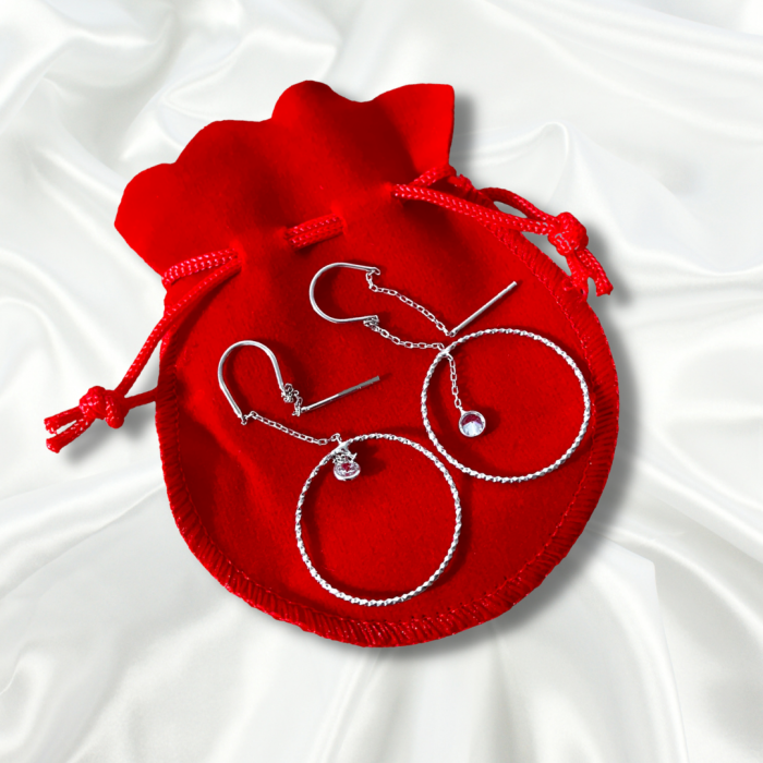 Cercei din argint 925 - placati cu rodiu - Round dangle cu zirconiu alb, 24 mm [2]