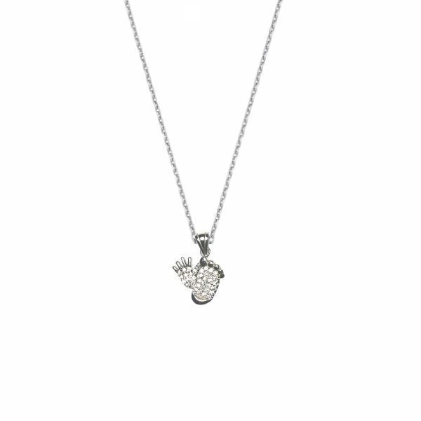 Colier argint 925 placat cu rodiu, piciorus si manuta cu zirconiu alb stralucitor, 15x14 mm [2]