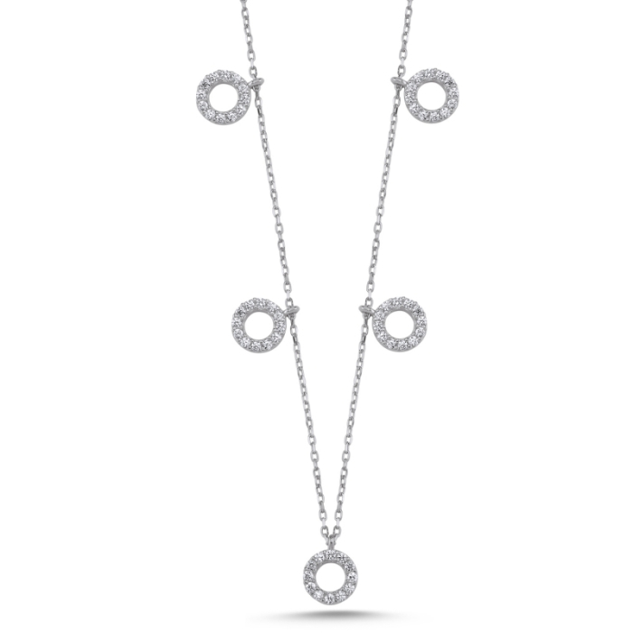 Colier din argint 925, elegant, placat cu rodiu pentru mentinerea stralucirii, pandantiv Circles Dangle Charm [1]
