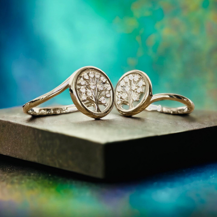 Inel din argint 925, placat cu rodiu, Copacul vietii cu zirconiu, marime 20 US 9 [2]