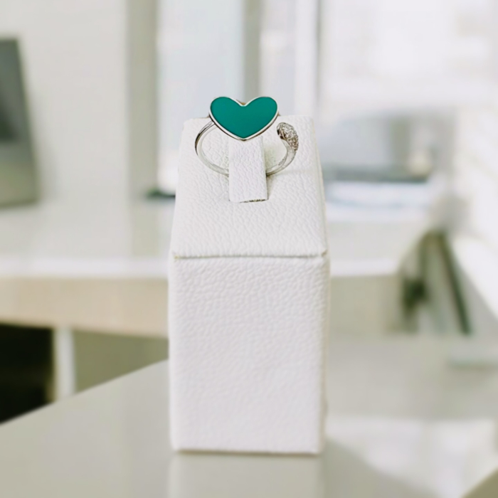 Inel Regal Green Heart - din argint 925, placat cu rodiu pentru menținerea strălucirii, reglabil [1]