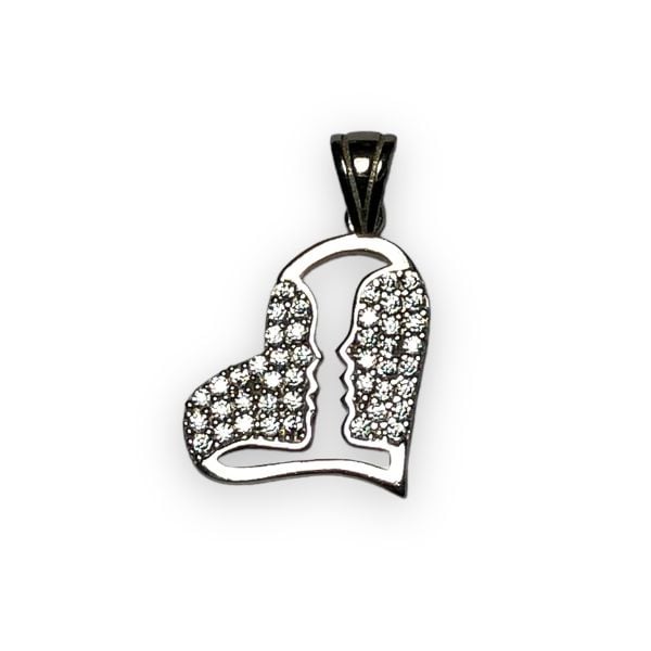 Pandantiv argint 925 placat cu rodiu, Inima indragostiti cu zirconiu alb stralucitor, 19 mm [2]