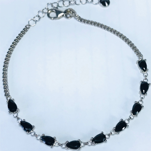 Bratara argint - 925 - placata cu rodiu, pietre din zirconiu negru,16 cm plus 3 cm - ajustabila [2]