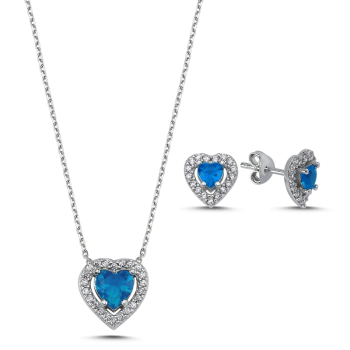 Set argint 925 - placat cu rodiu, colier 40 cm si cercei 9 mm - Heart [1]