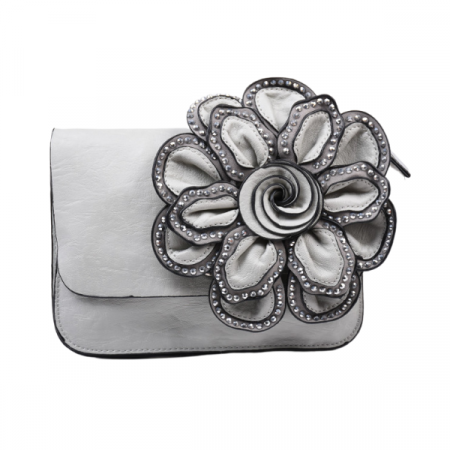 Party bag - Geanta de dama Charmant, piele ecologica, eleganta cu trandafir, 22x17x2cm