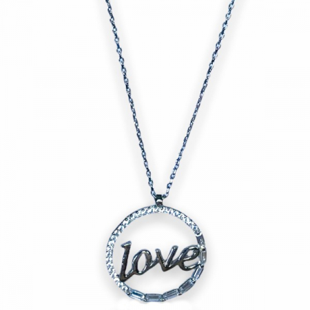 Colier din argint 925, pandantiv LOVE, pietre din zircouniu stralucitor, 45 cm lungime [1]