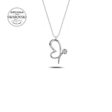 Colier argint 925 - placat cu rodiu - Swarovski Zirconia Butterfly 40+5cm [1]