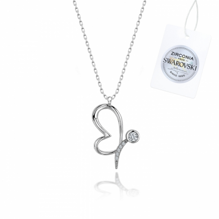 Colier argint 925 - placat cu rodiu - Swarovski Zirconia Butterfly 40+5cm [0]