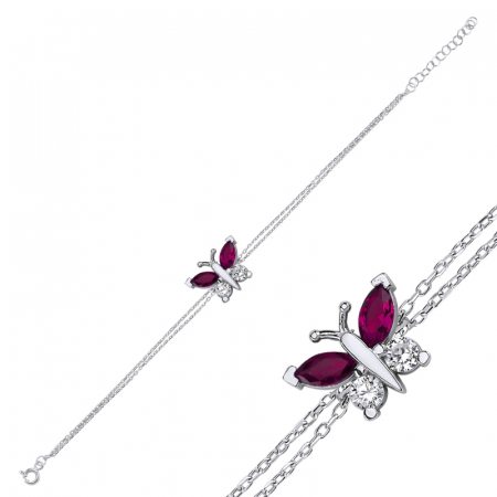 Bratari - Bratara argint 925 - placat cu rodiu - Sapphire Butterfly11 mm - 16.5 cm + 3 cm