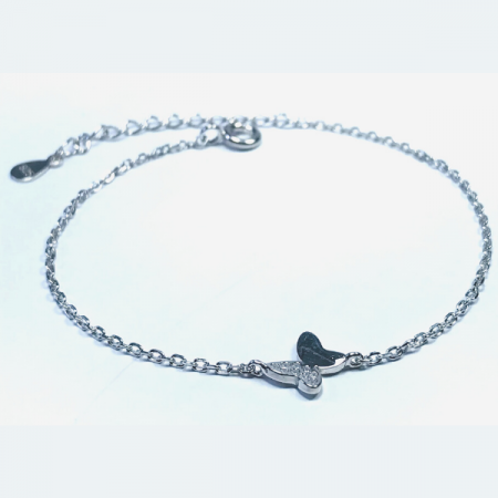 Bratara argint 925, placata cu rodiu - Butterfly zirconia, 17+5 cm reglabila [1]
