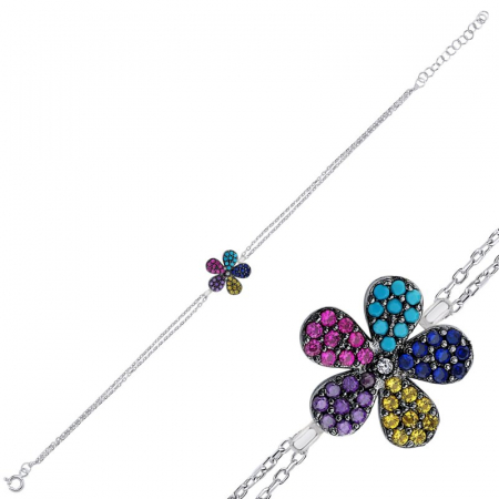 Bratari - Bratara din argint 925 - placata cu rodiu pentru mentinerea stralucirii, colorful Clover 17+4cm