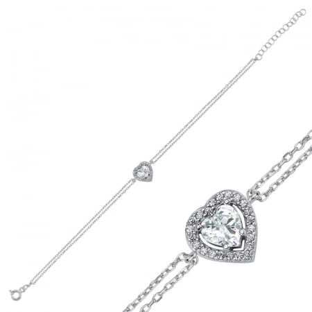 Bratari - Bratara din argint 925 - placata cu rodiu pentru mentinerea stralucirii, Heart 17+4cm