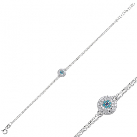 Bratari - Bratara din argint 925 - placata cu rodiu pentru mentinerea stralucirii, model Evil Eye 7 mm