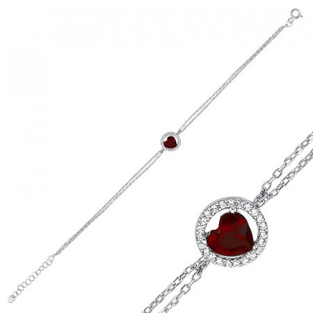 Bratari - Bratara din argint 925 - placata cu rodiu pentru mentinerea stralucirii, model Heart Colored Halo