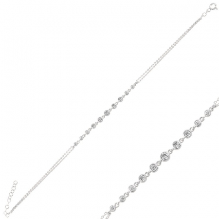 Bratari - Bratara din argint 925 - placata cu rodiu pentru mentinerea stralucirii, model Tennis 17+5cm