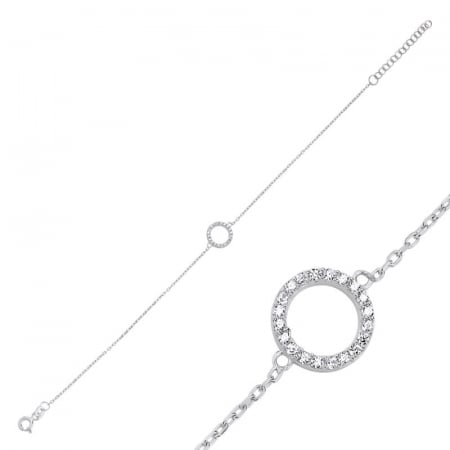 Bratari - Bratara din argint 925, placata cu rodiu, Halo Solitaire 9 mm incrustat cu zirconia, circumferinta 17+3 cm