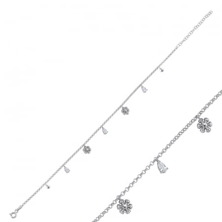 Bratari glezna - Bratara pentru picior, din argint 925, placata cu rodiu, 20 + 5 cm, Elegant
