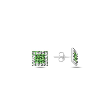 Cercei - Cercei din argint 925 - placati cu rodiu pentru mentinerea stralucirii, model Baguette Square Earrings