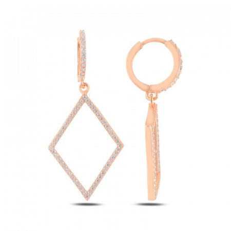 Cercei - Cercei din argint 925 - placati cu aur/aur roz si incrustati cu zirconii, model Camber Diamond Shape