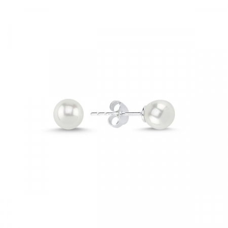 Cercei - Cercei din argint 925, placati cu rodiu, model Perle 6 mm