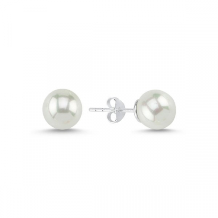 Cercei - Cercei din argint 925, placati cu rodiu, model Perle 8 mm