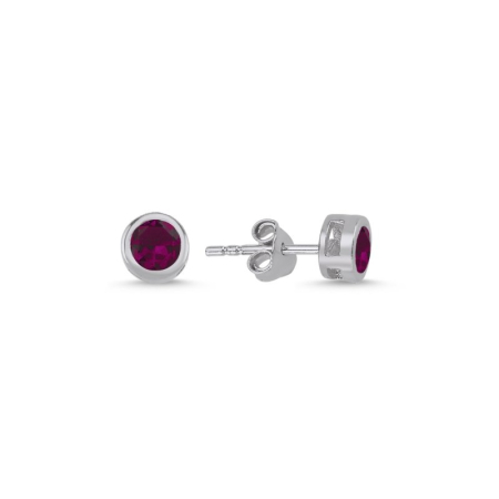 Cercei - Cercei din argint 925 - placati cu rodiu pentru mentinerea stralucirii, model Round Solitaire