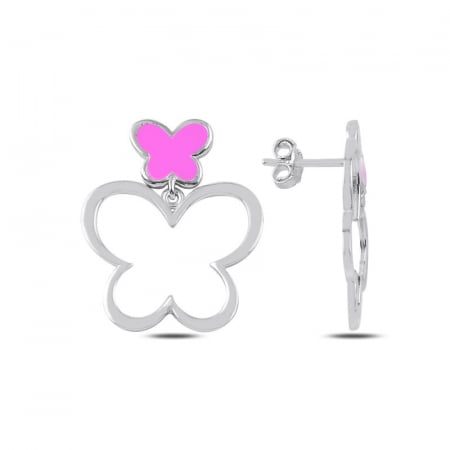 Cercei - Cercei din argint 925 - placati cu rodiu pentru mentinerea stralucirii, model Dangle Butterfly