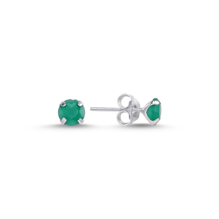 Cercei - Cercei din argint 925 - placati cu rodiu pentru mentinerea stralucirii, model 5mm Round Solitaire Opaque Emerald