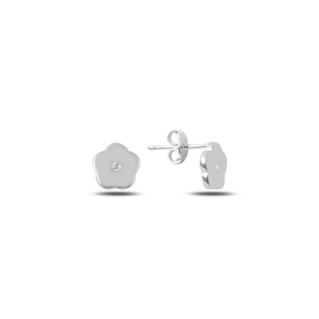 Cercei - Cercei din argint 925 - placati cu rodiu pentru mentinerea stralucirii, model Flower Stud
