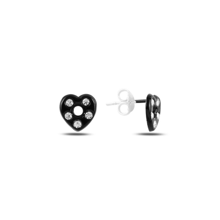 Cercei - Cercei din argint 925 - placati cu rodiu pentru mentinerea stralucirii, model Black Heart