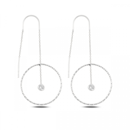 Cercei din argint 925 - placati cu rodiu - Round dangle cu zirconiu alb, 24 mm [2]